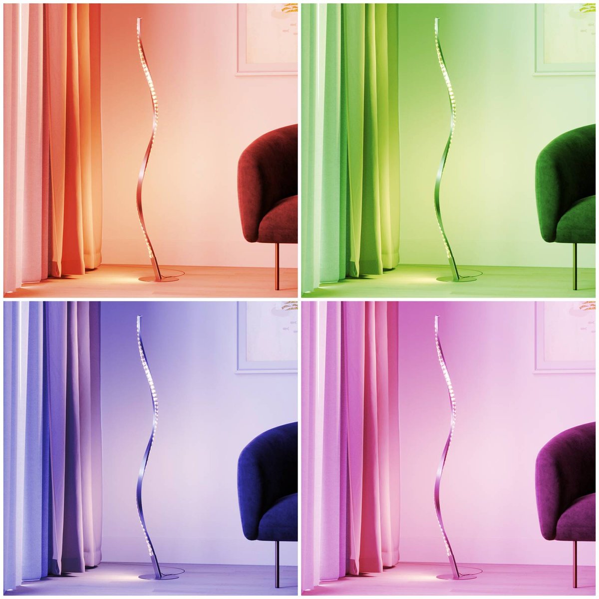 Lampadaire en aluminium moderneLED, Criostal aluminium, transparent, LINDBY