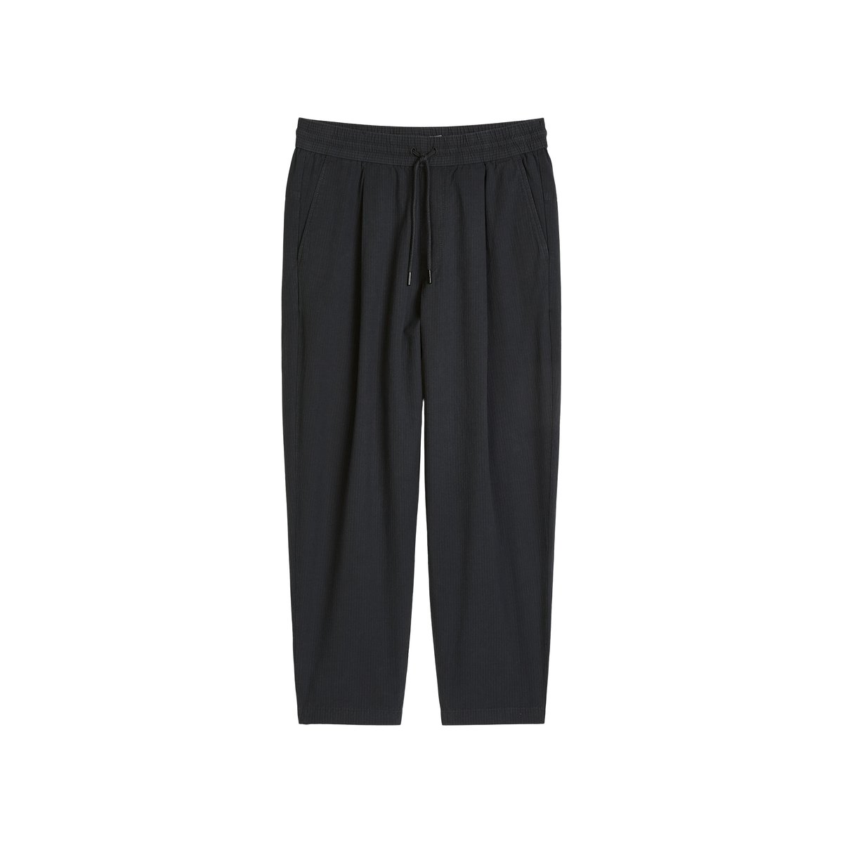 Pantalon en seersucker regular en pur coton bio bleu foncé, MARC O’POLO DENIM
