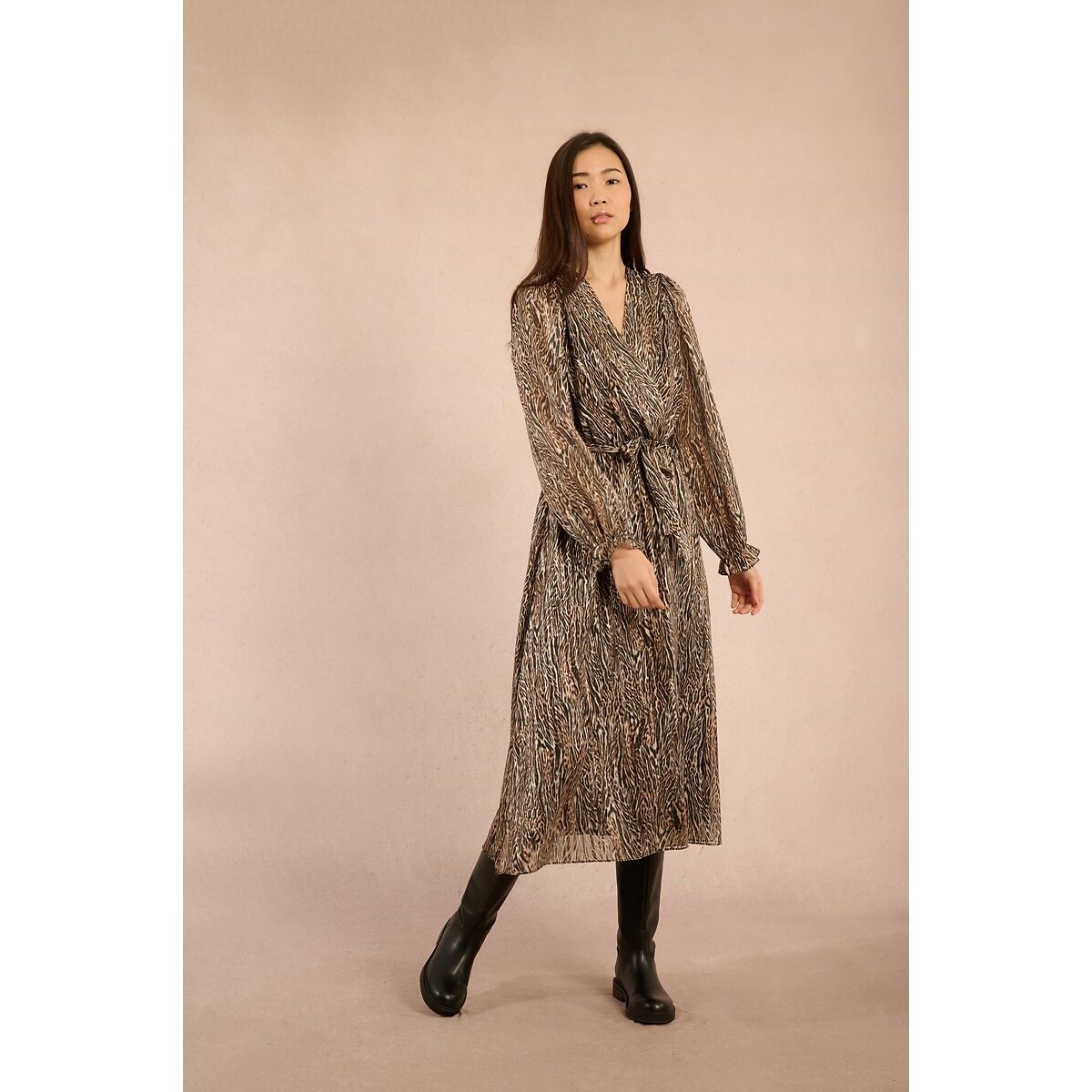 Animal Print Wrapover Dress animal print, MOLLY BRACKEN