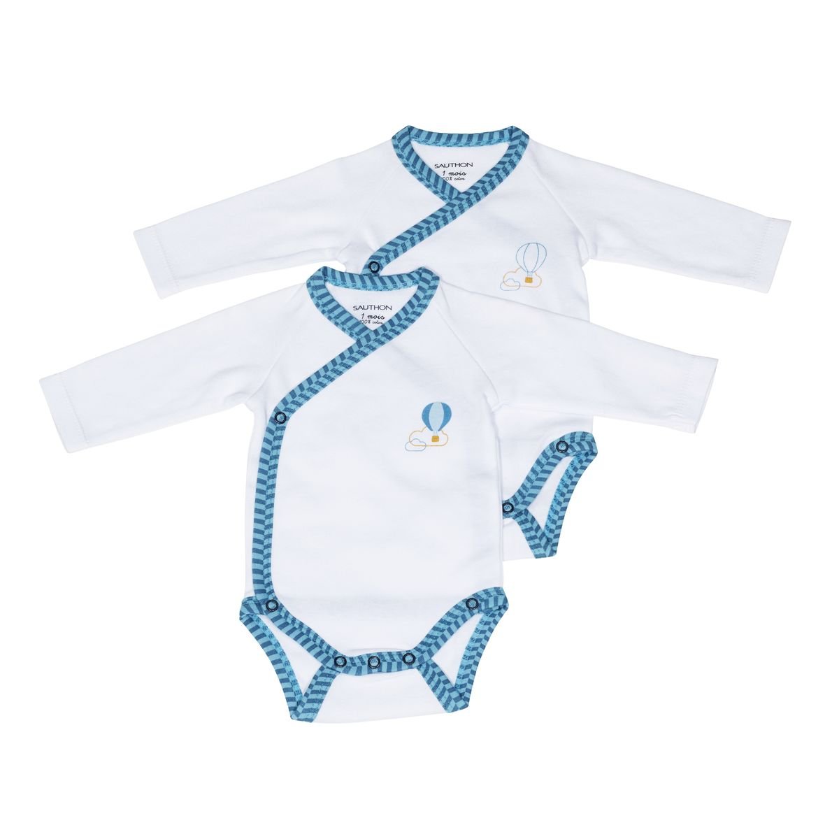 Bodies bébé à manches longues Lot de 2 blanc, SAUTHON