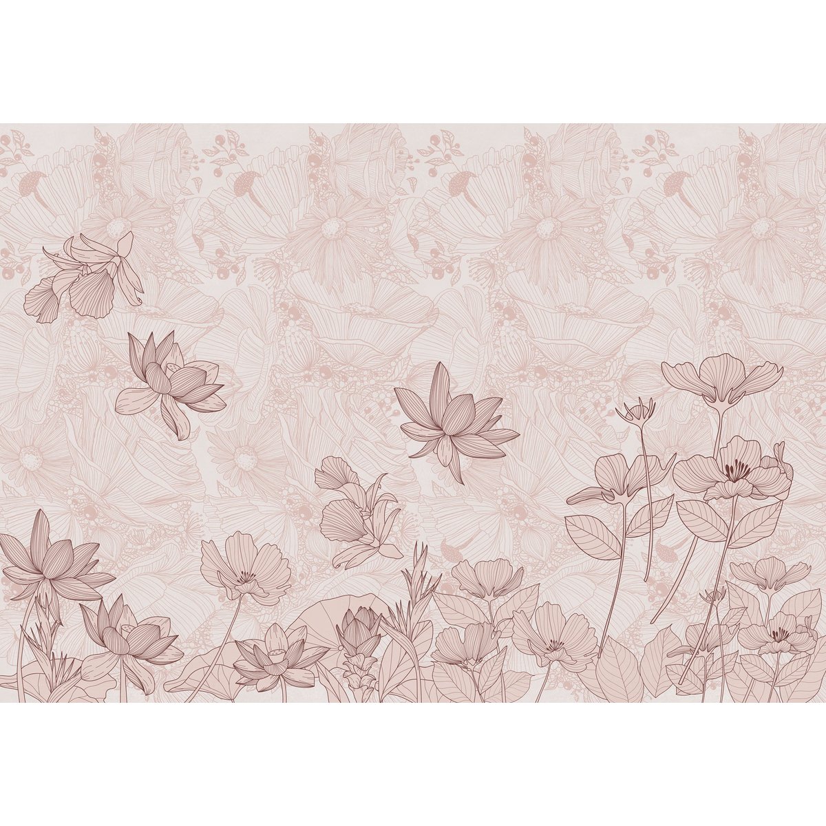 Papier peint panoramique Murmure floral - Lé Papiers de Ninon blanc, LE PAPIERS DE NINON