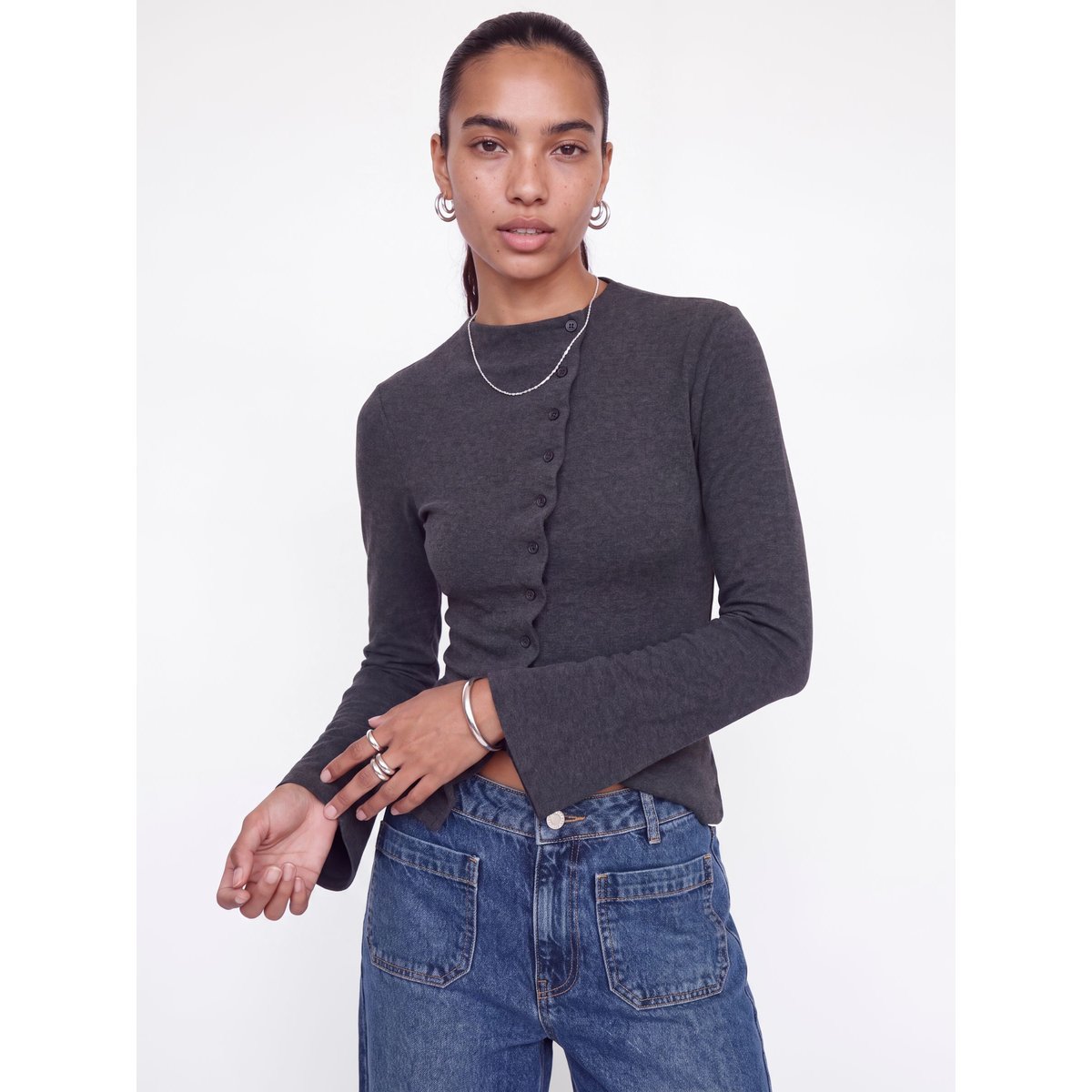 Top dark grey melange, JJXX