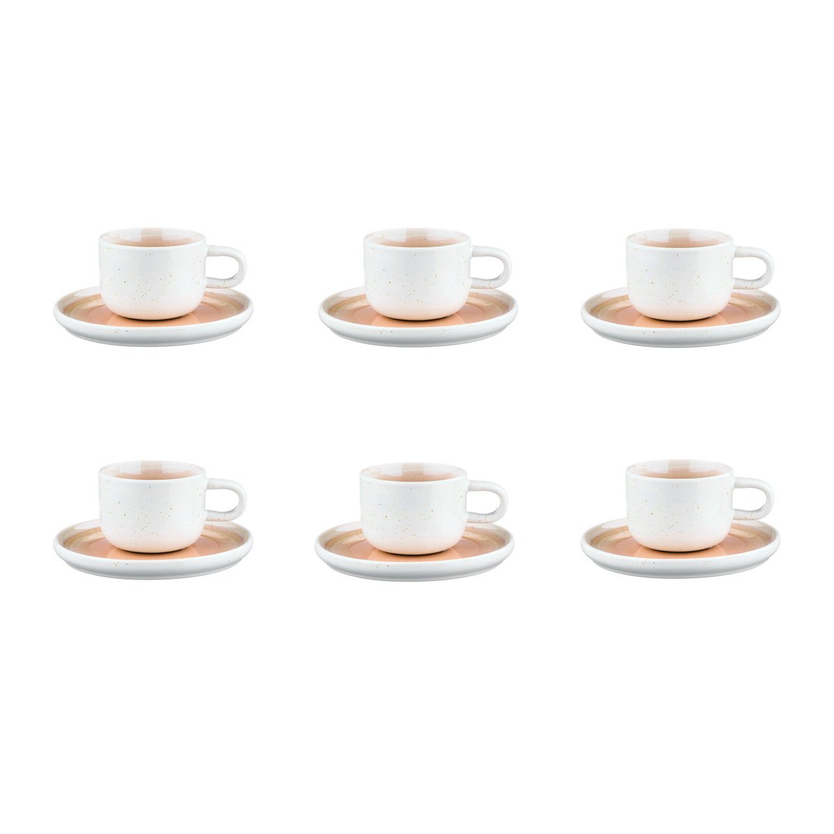 Lot de 6 tasses en grès, OXYGEN dégradé rose poudre et beige, BJORN