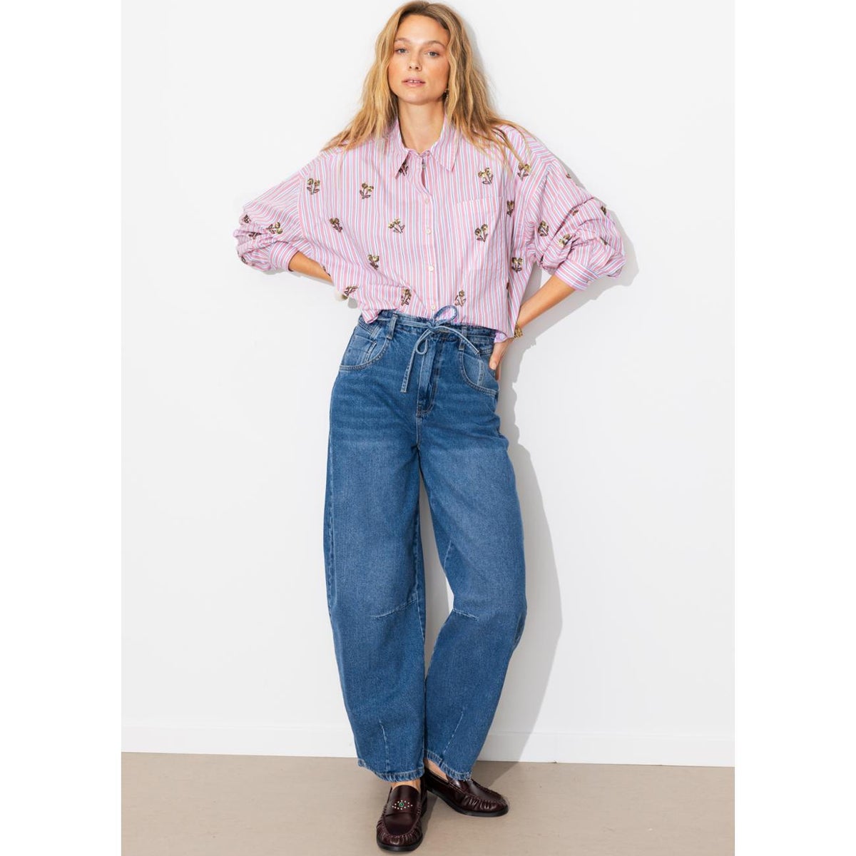 Chemise rayée perlée rayé rose, PROMOD