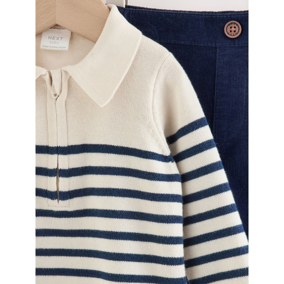 Ensemble bébé avec haut en maille et pantalon rayures bleu/crème, NEXT