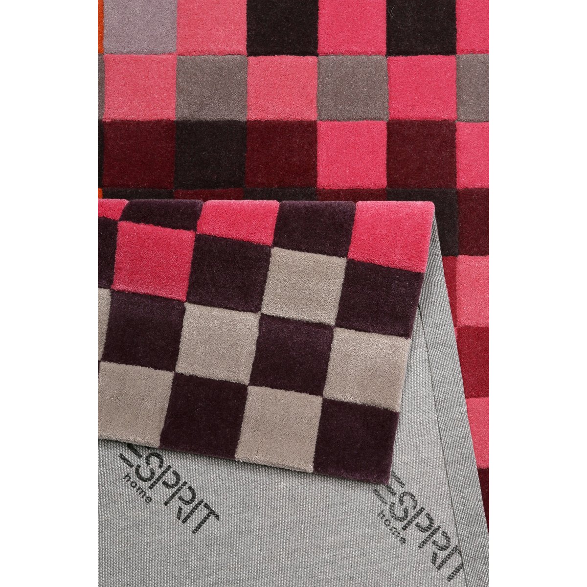 Tapis en lain tufté main , PIXEL rot, ESPRIT