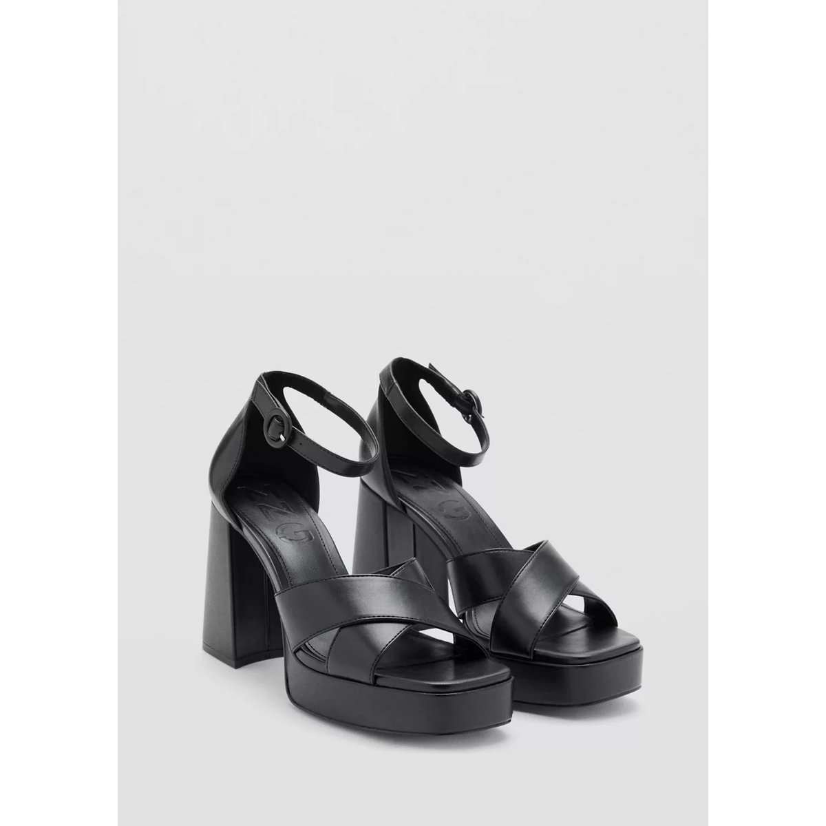 Sandale à talon avec brides croisées noir, MANGO TEEN