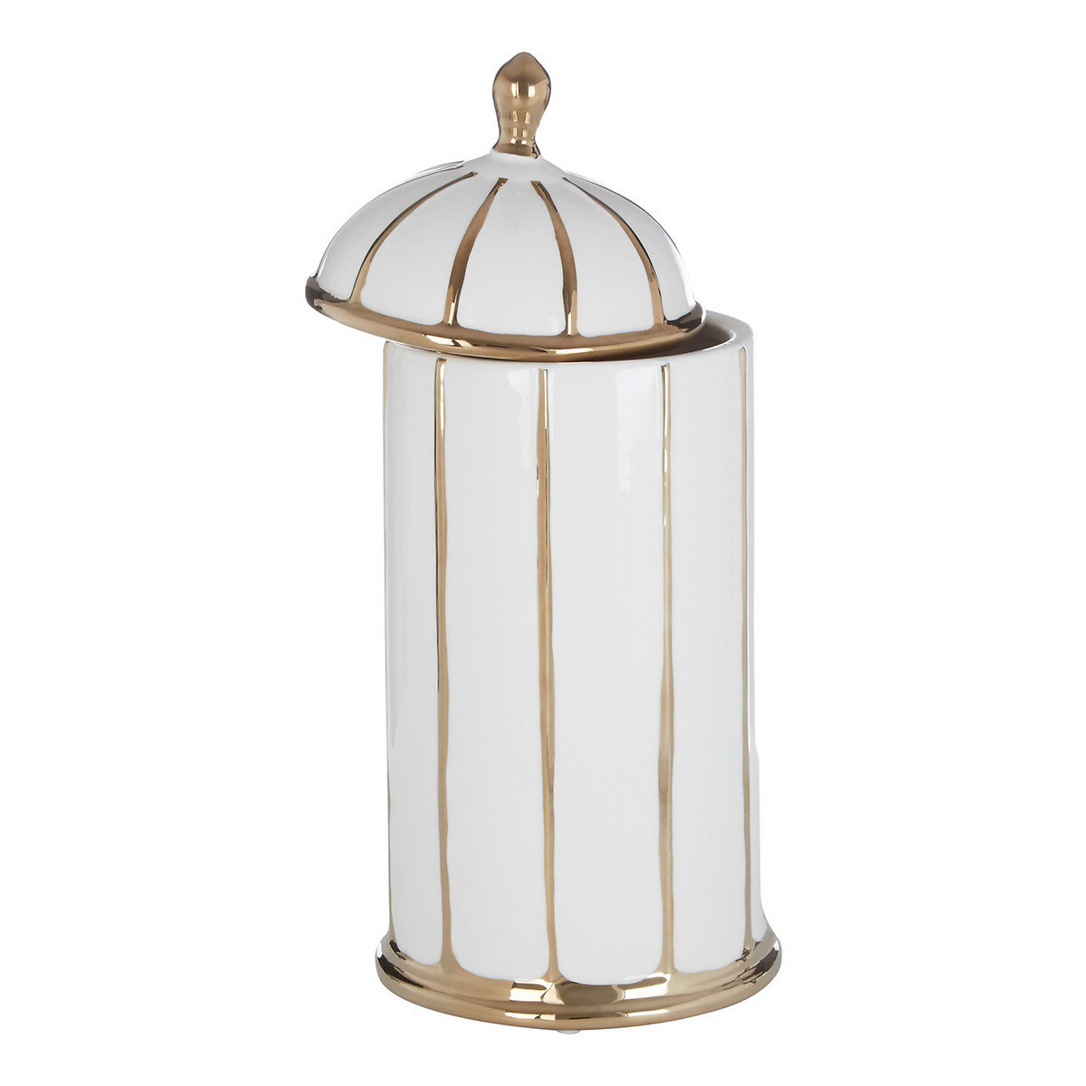 35cm Ceramic Jar in White/Gold Finish white, FIFTY FIVE SOUTH