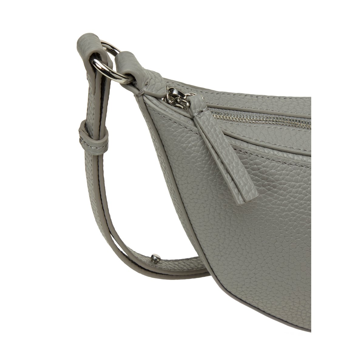 Sac à bandoulière medium en cuir de vache finement grainé gris, MARC O'POLO