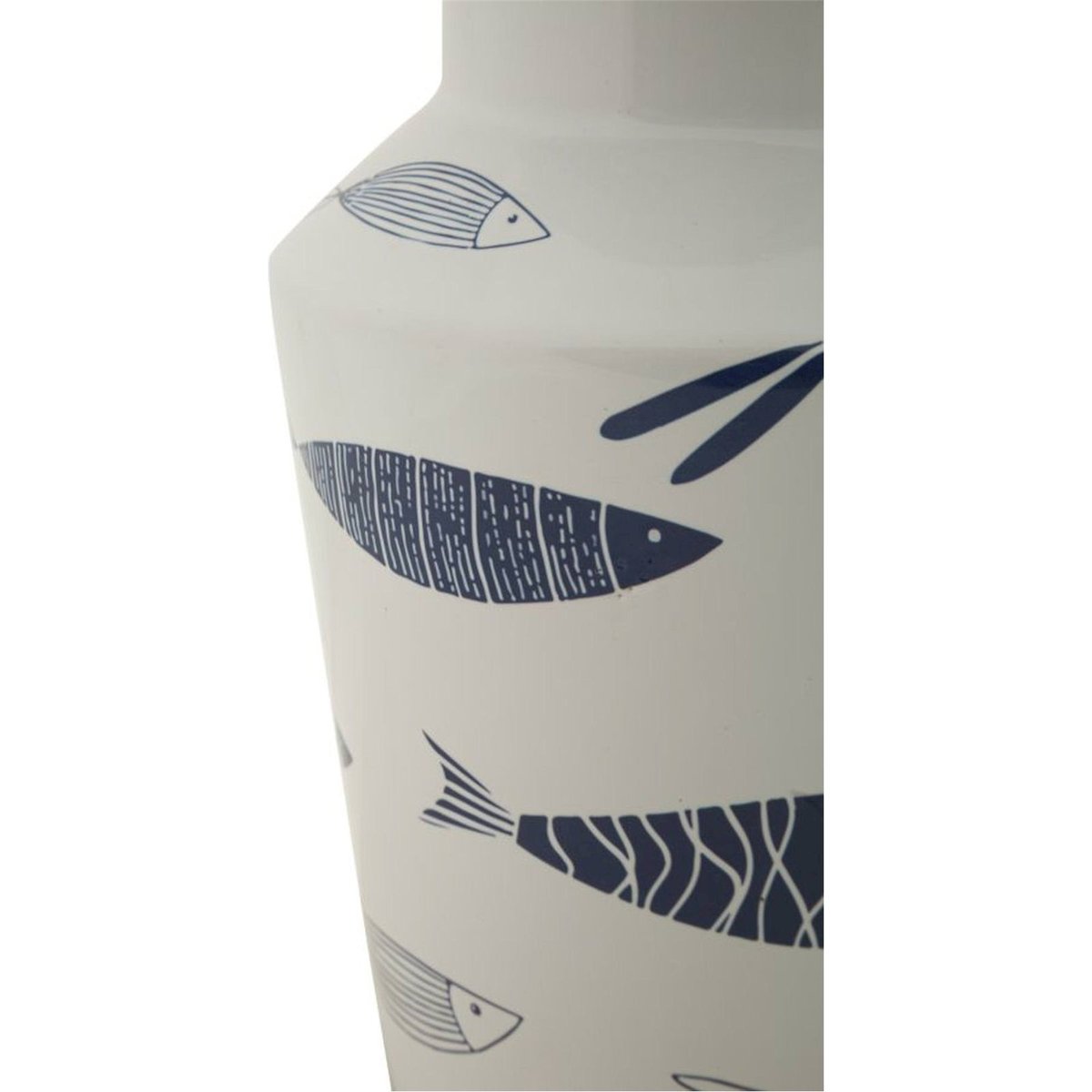 Vase en céramique motif poissons MODERN blanc et bleu, RECOLLECTION