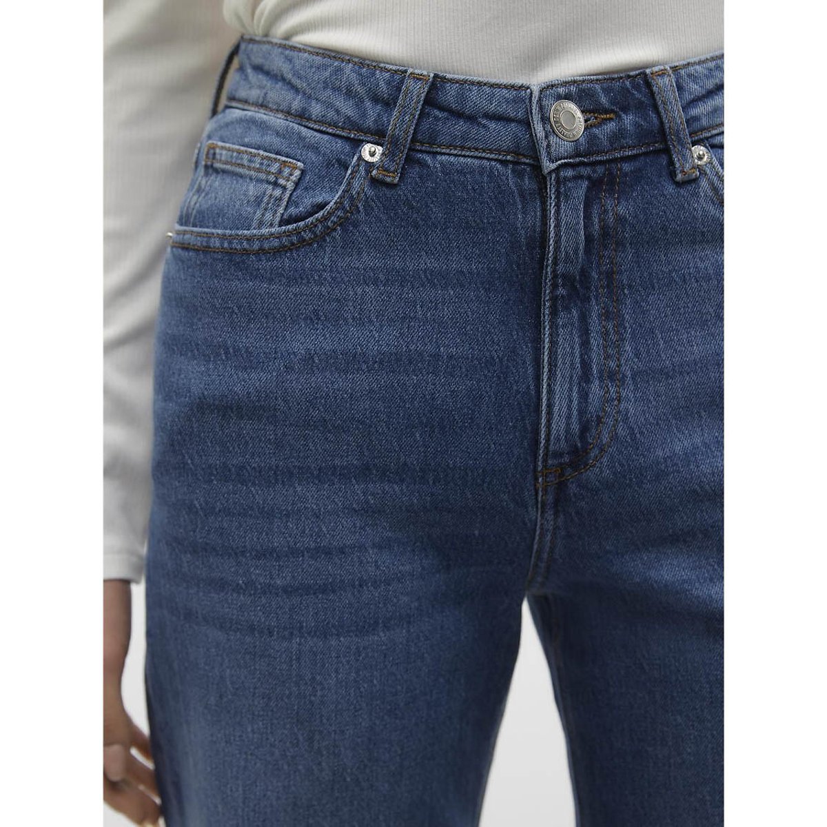 Jean large, taille haute medium blue, VERO MODA