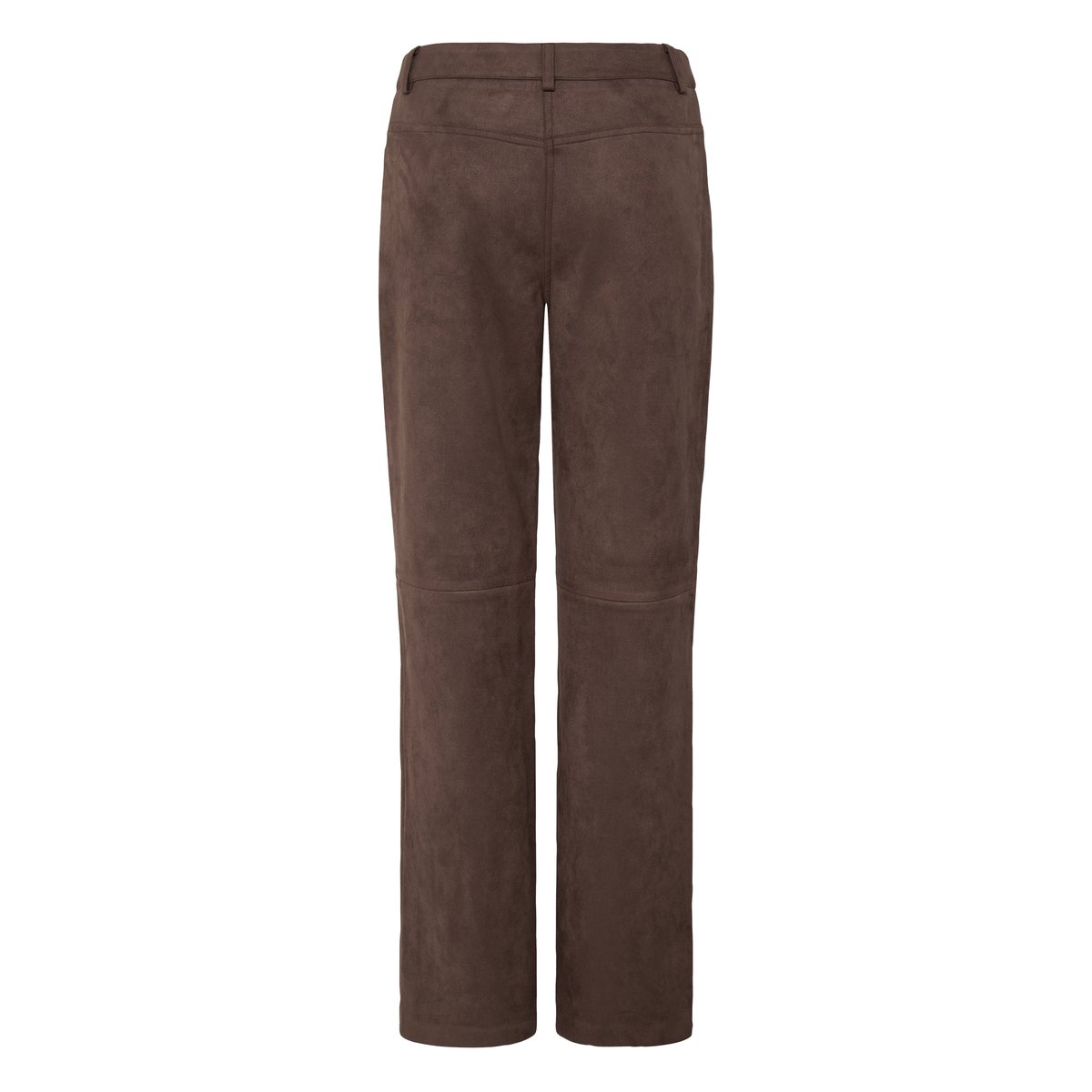Pantalon coupe droite, finition douce effet suède marron coffee bean, ICHI