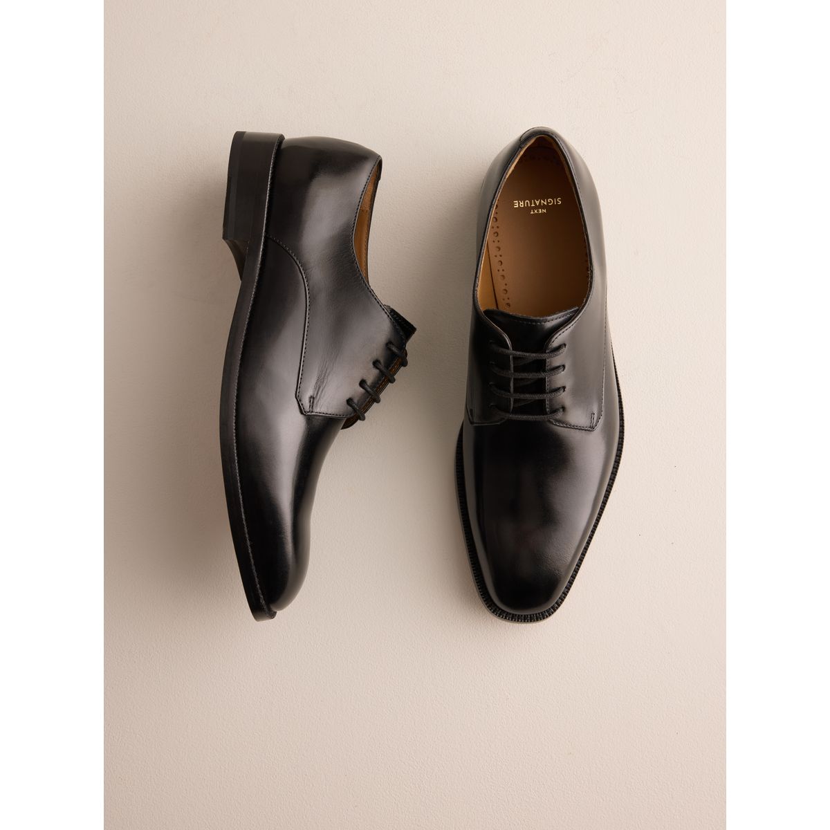 Chaussures derby avec semelle en cuir signature noir, NEXT