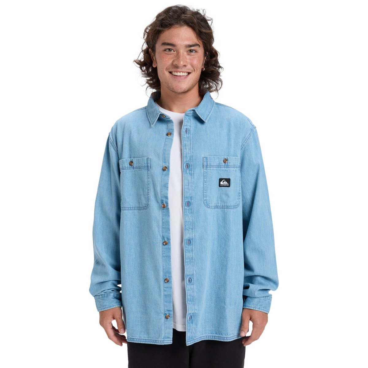 Chemise manches longues en denim BOZEMAN DENIM bleu flint stone, QUIKSILVER