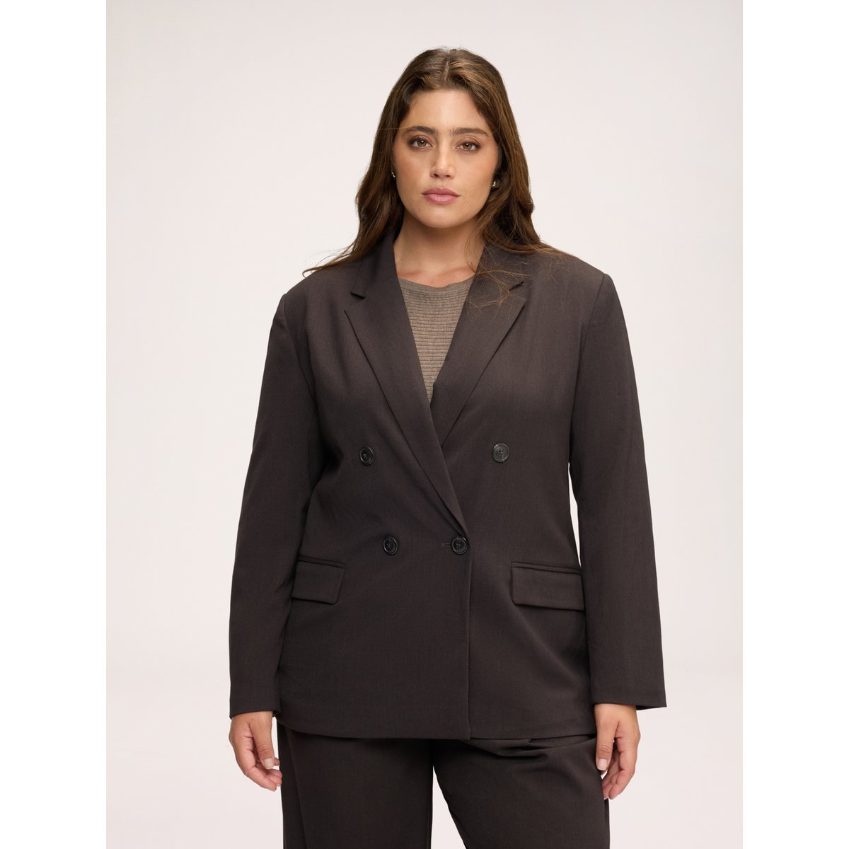 Blazer croisée structurée marron, FIORELLA RUBINO