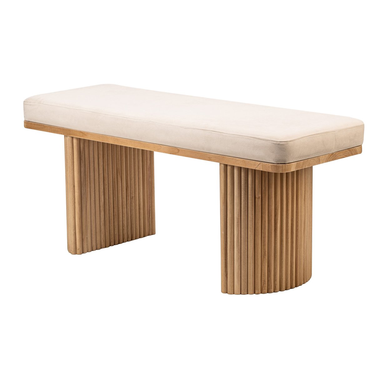 Banc, bois massif et velours, PIREUS beige, NORDLYS