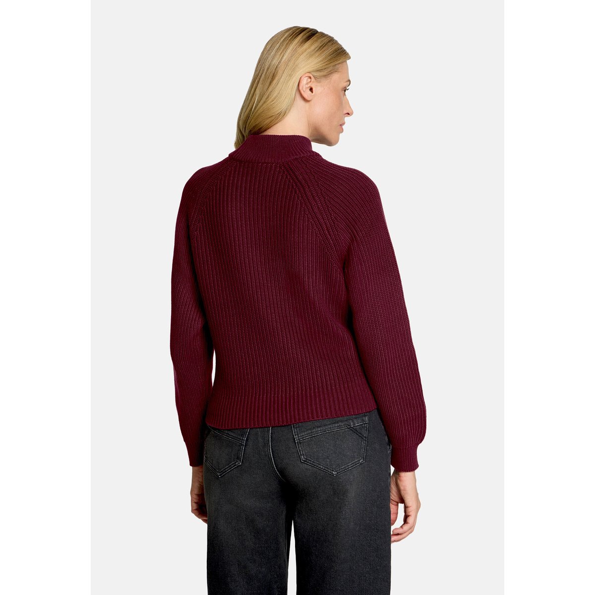 Pull-over en maille à bordures côtelées fall burgundy, BETTY & CO
