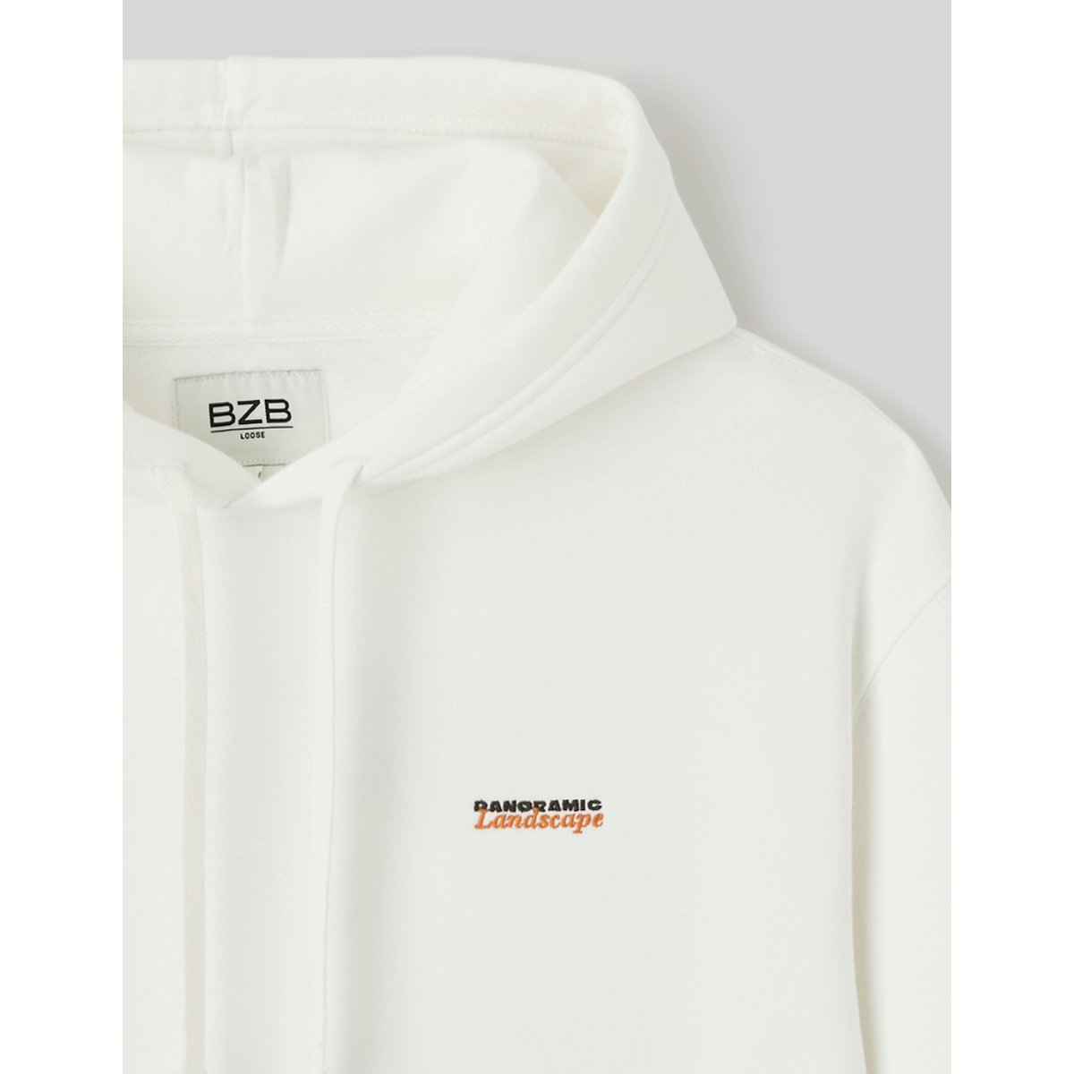 Sweat à capuche imprimé devant / dos blanc écru, BZB