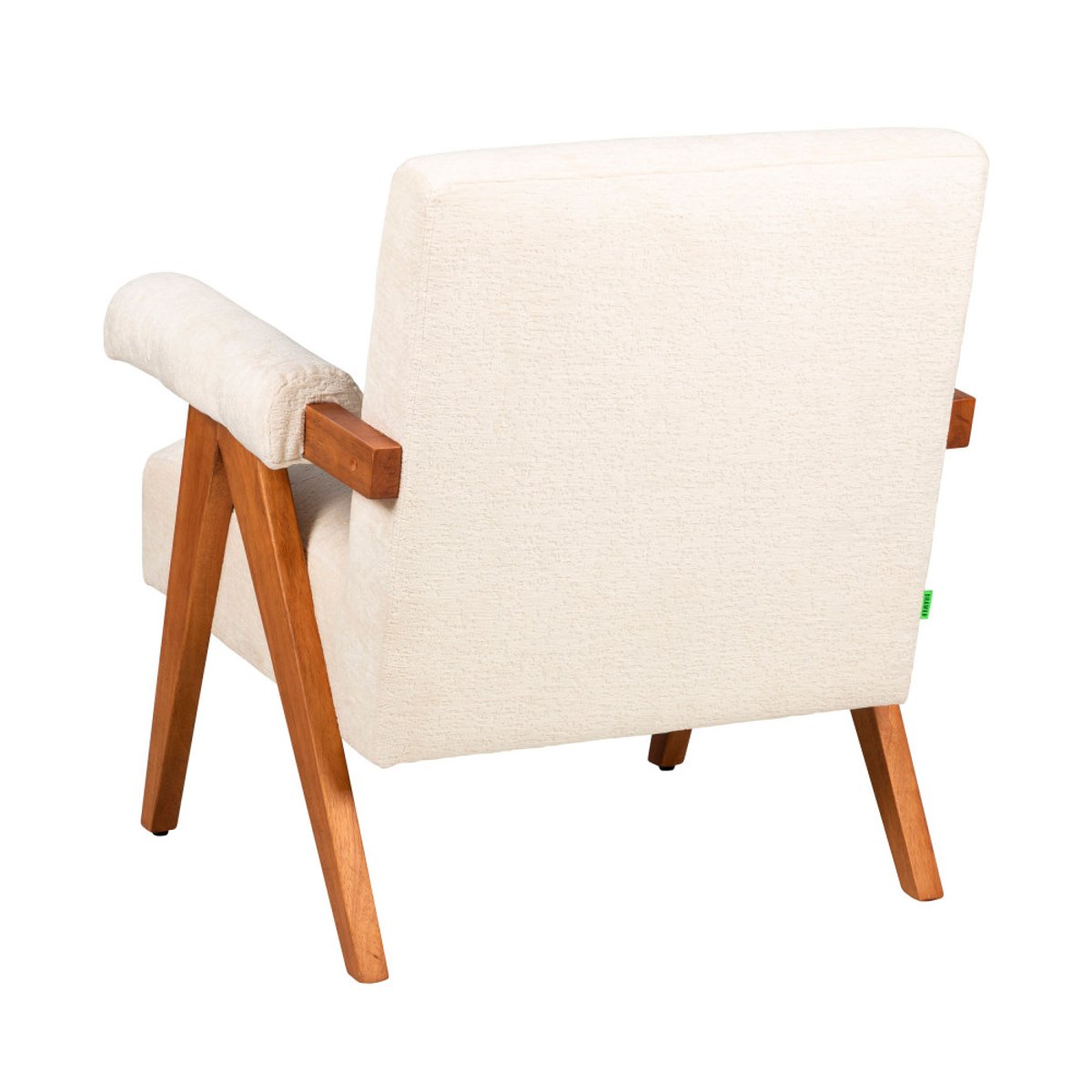 Fauteuil en tissu chenille et bois- VEDA écru, DRAWER