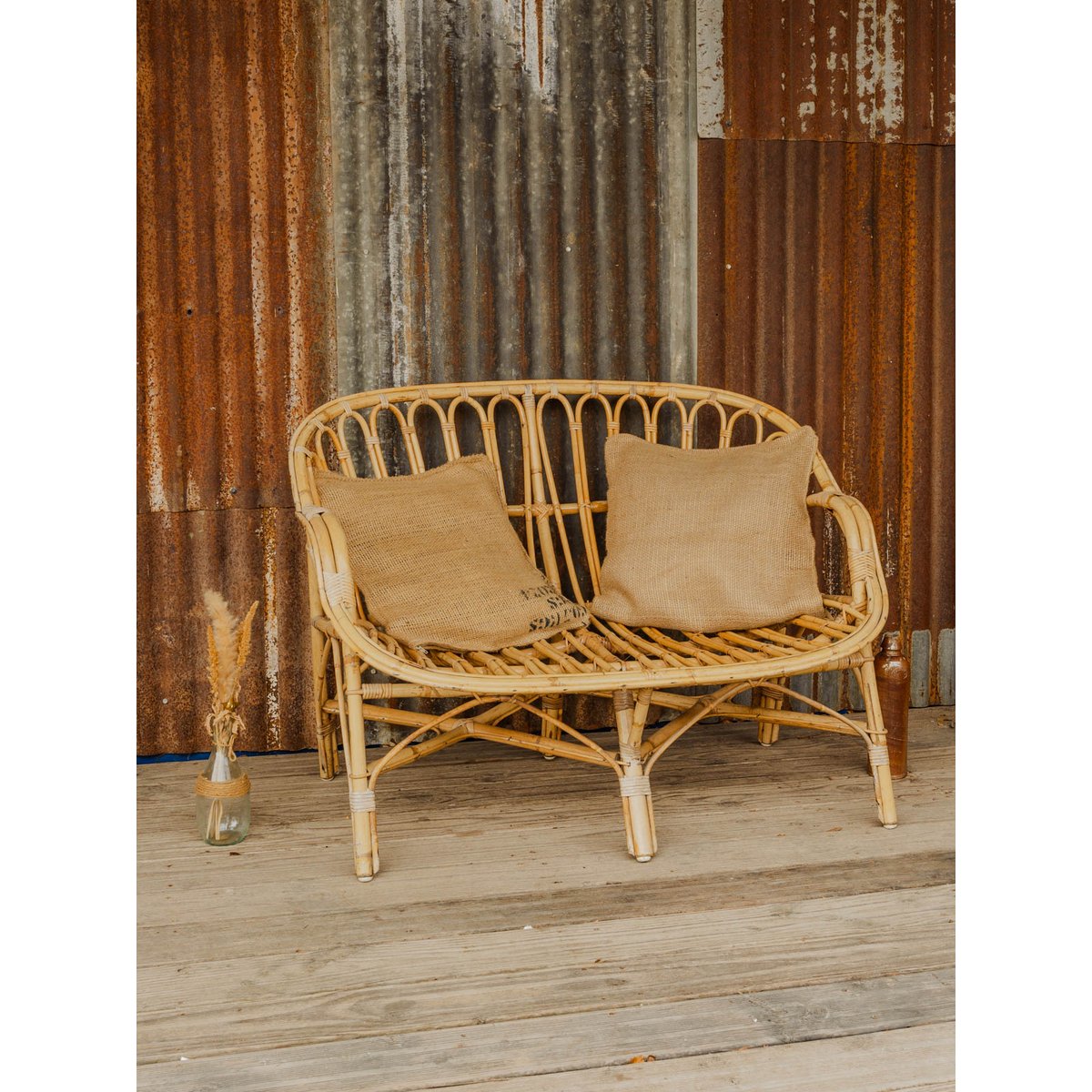 Banquette en bambou Martine N°169 - Bon état bois clair, DEBONGOUT
