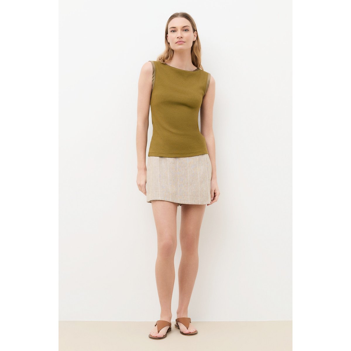 T-shirt droit col bateau TLUCE vert olive, CAROLL