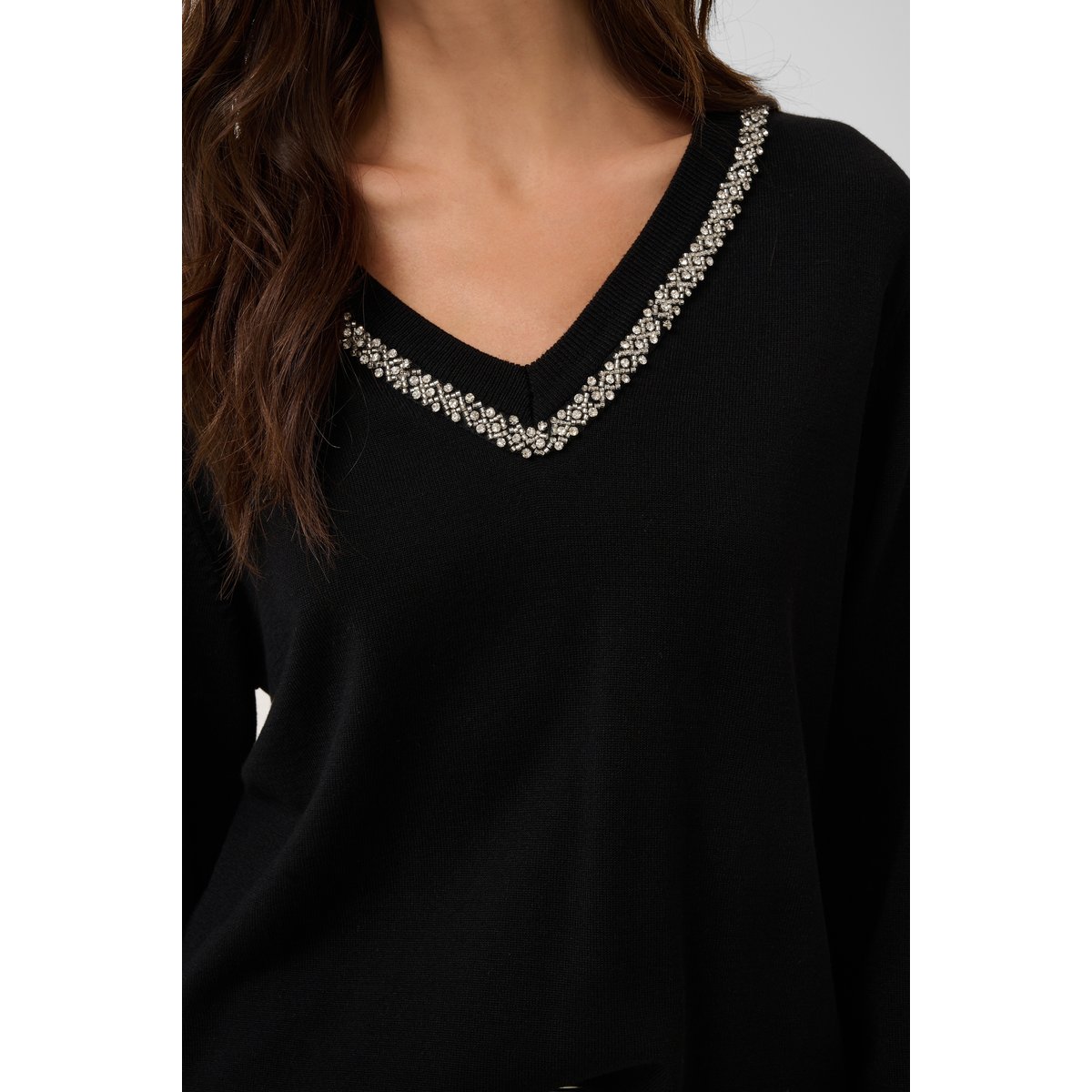 Pull en maille manches longues noir meteorite, CULTURE