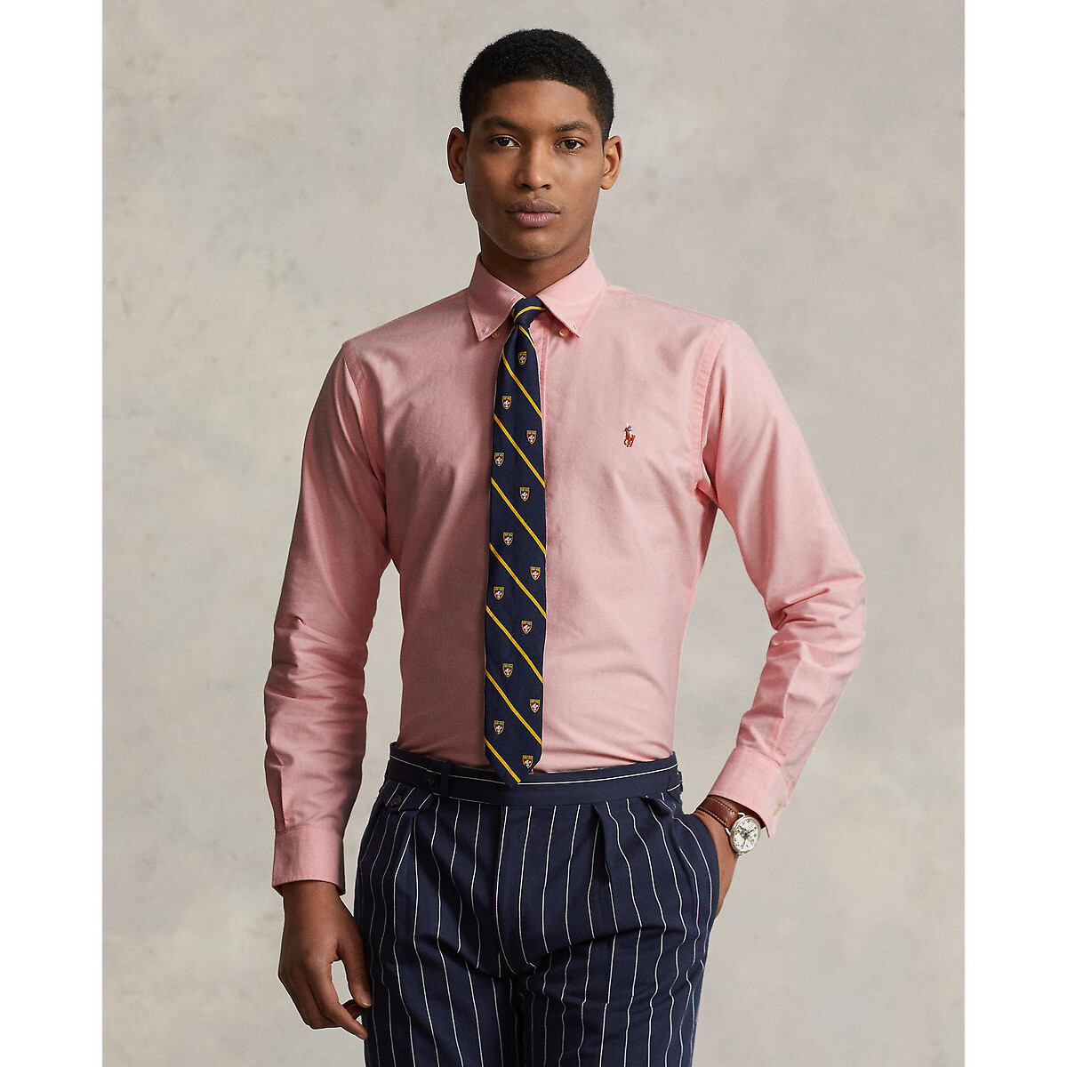 Oxford Cotton Shirt with Embroidered Logo pink, POLO RALPH LAUREN