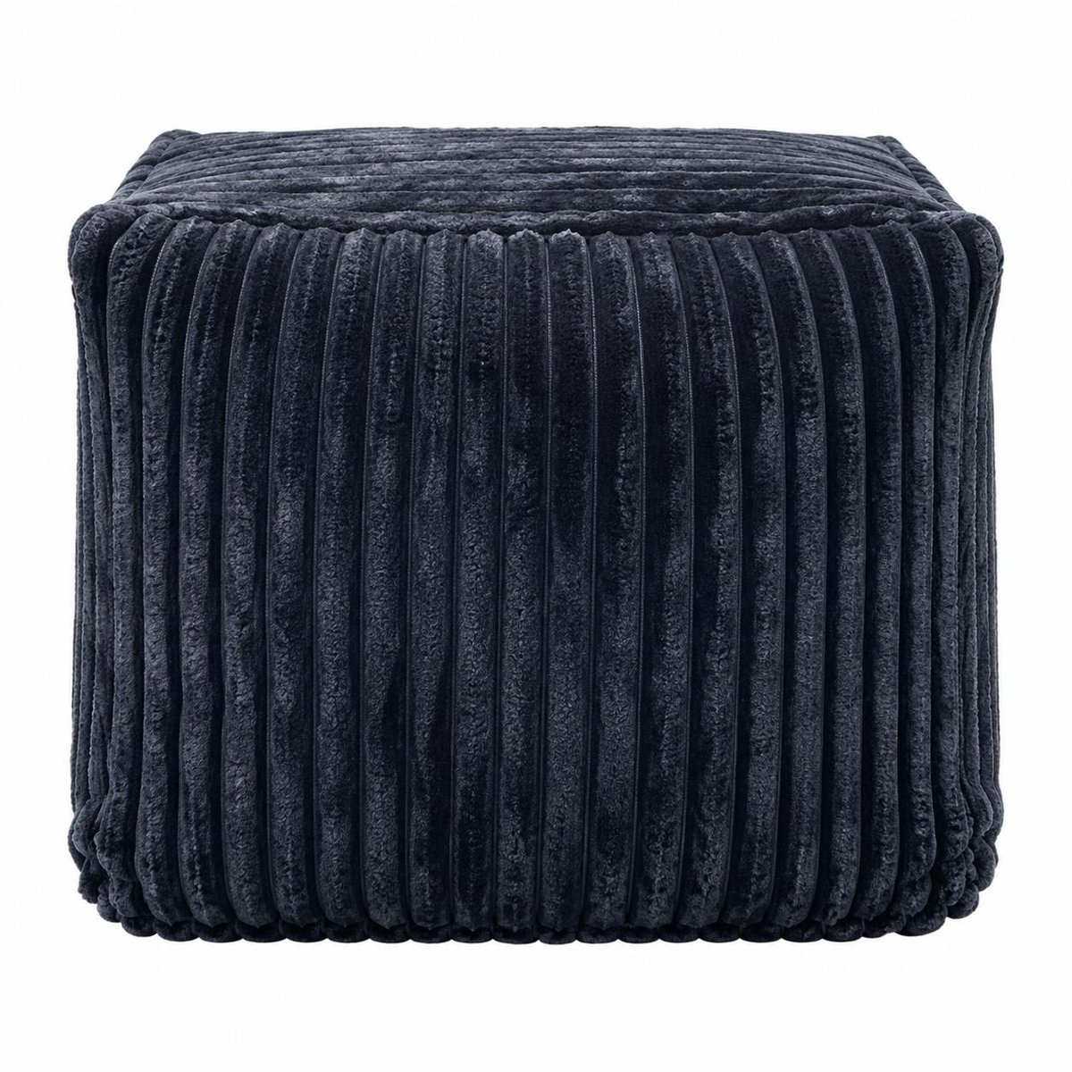 Pouf carré velours grosses côtes anthracite VISBY anthracite, PIER IMPORT