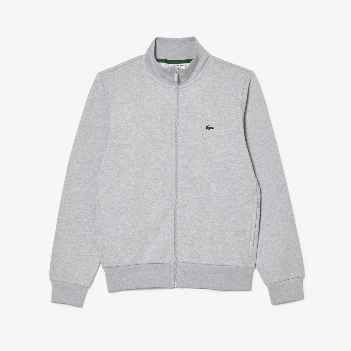 Sweatshirt zippé molleton col montant gris-cca, LACOSTE