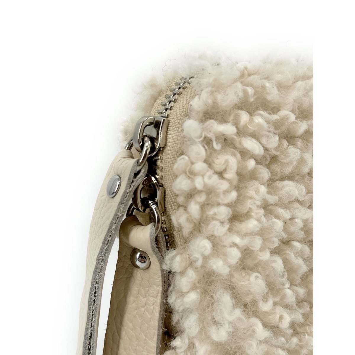 Sac pochette téléphone en peluche TEDDY beige, OH MY BAG