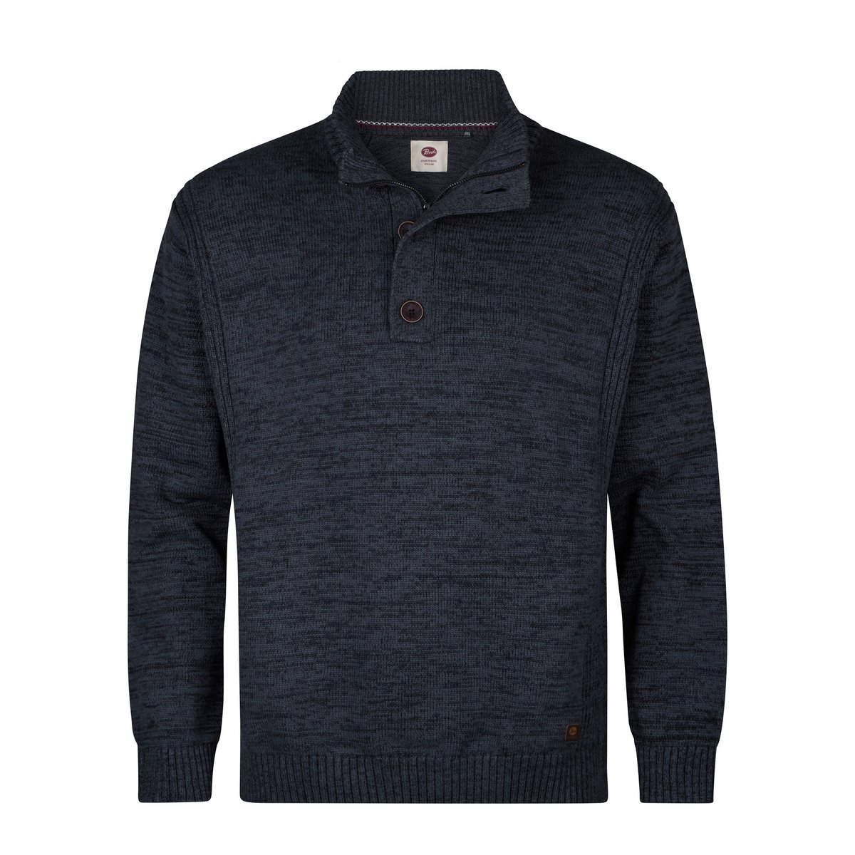 Pull Polo en maille chinée grande taille steelbridge bleu royal navy, PETROL INDUSTRIES