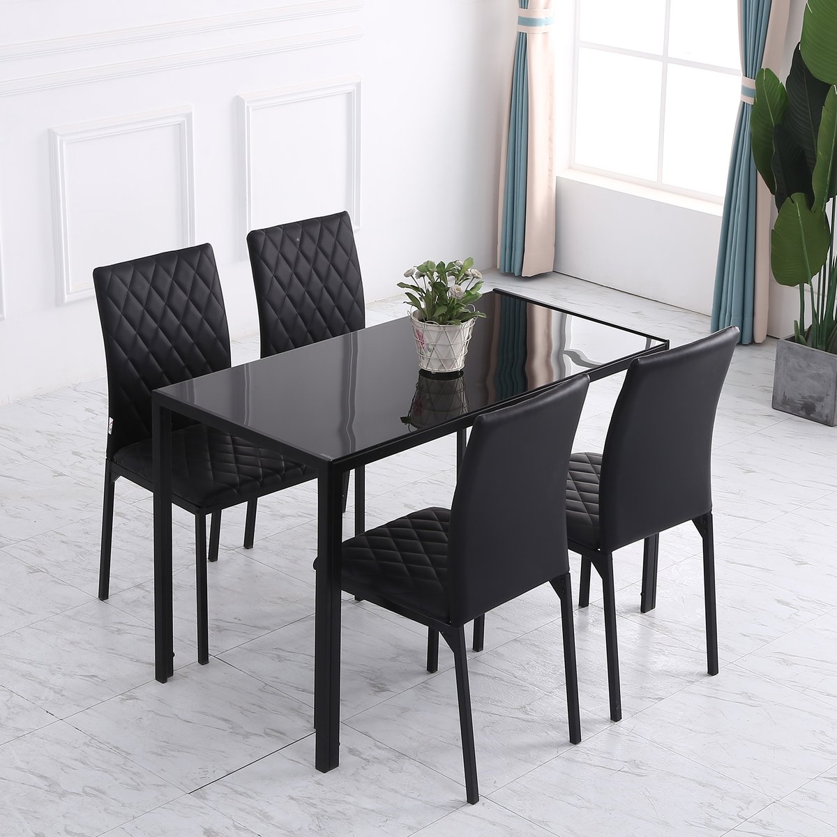 Chaise de salle à manger Polychlorure de noir, HOMCOM