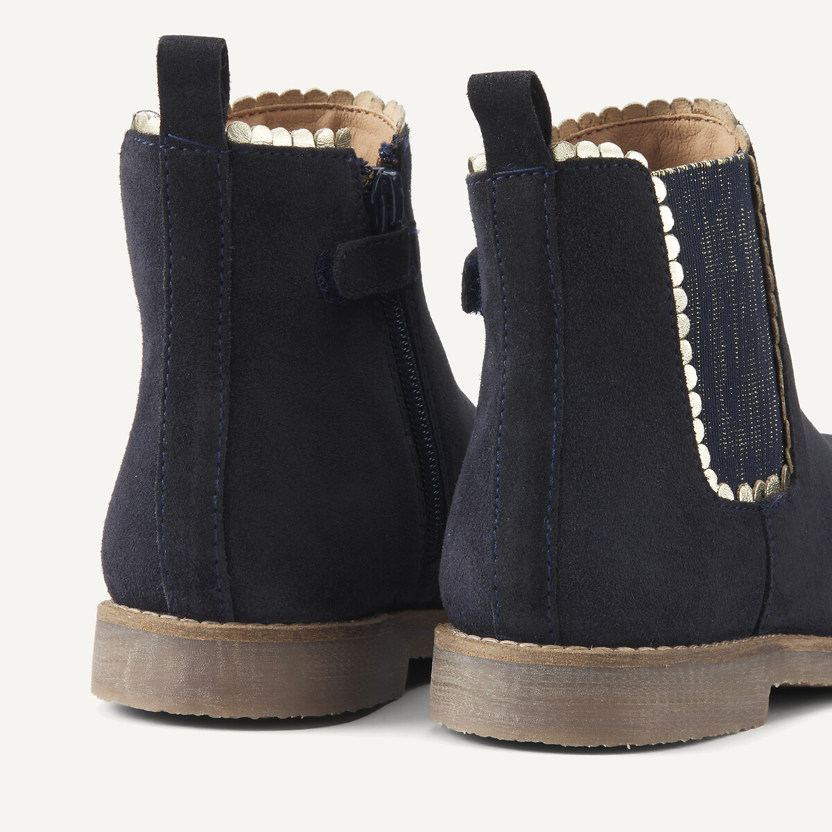 Bottines chelsea en cuir suédé avec détail métallisé bleu marine, LA REDOUTE COLLECTIONS