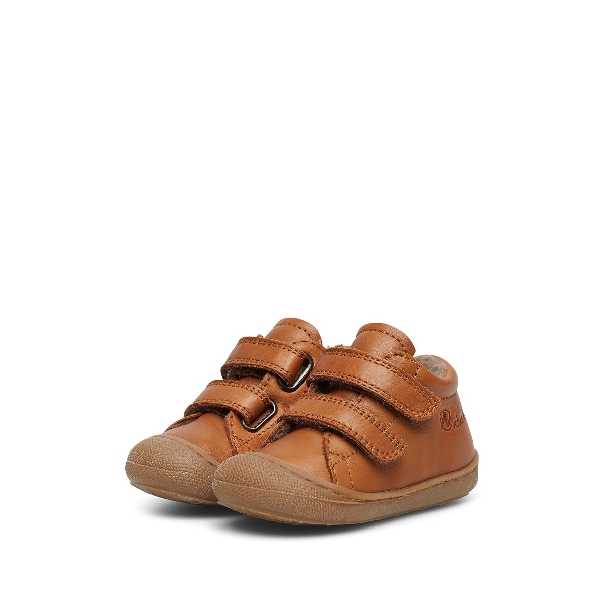 Chaussures premiers pas en cuir doublés en laine COCOON VL cognac, NATURINO
