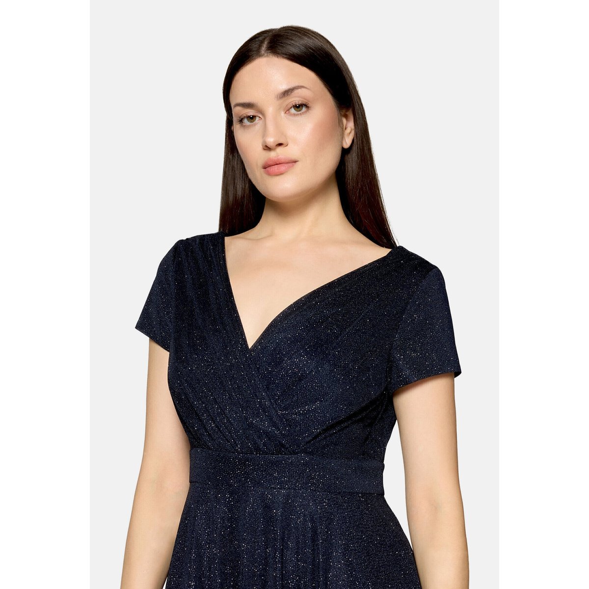 Robe de cocktail au look scintillant bleu foncé/gris, VERA MONT