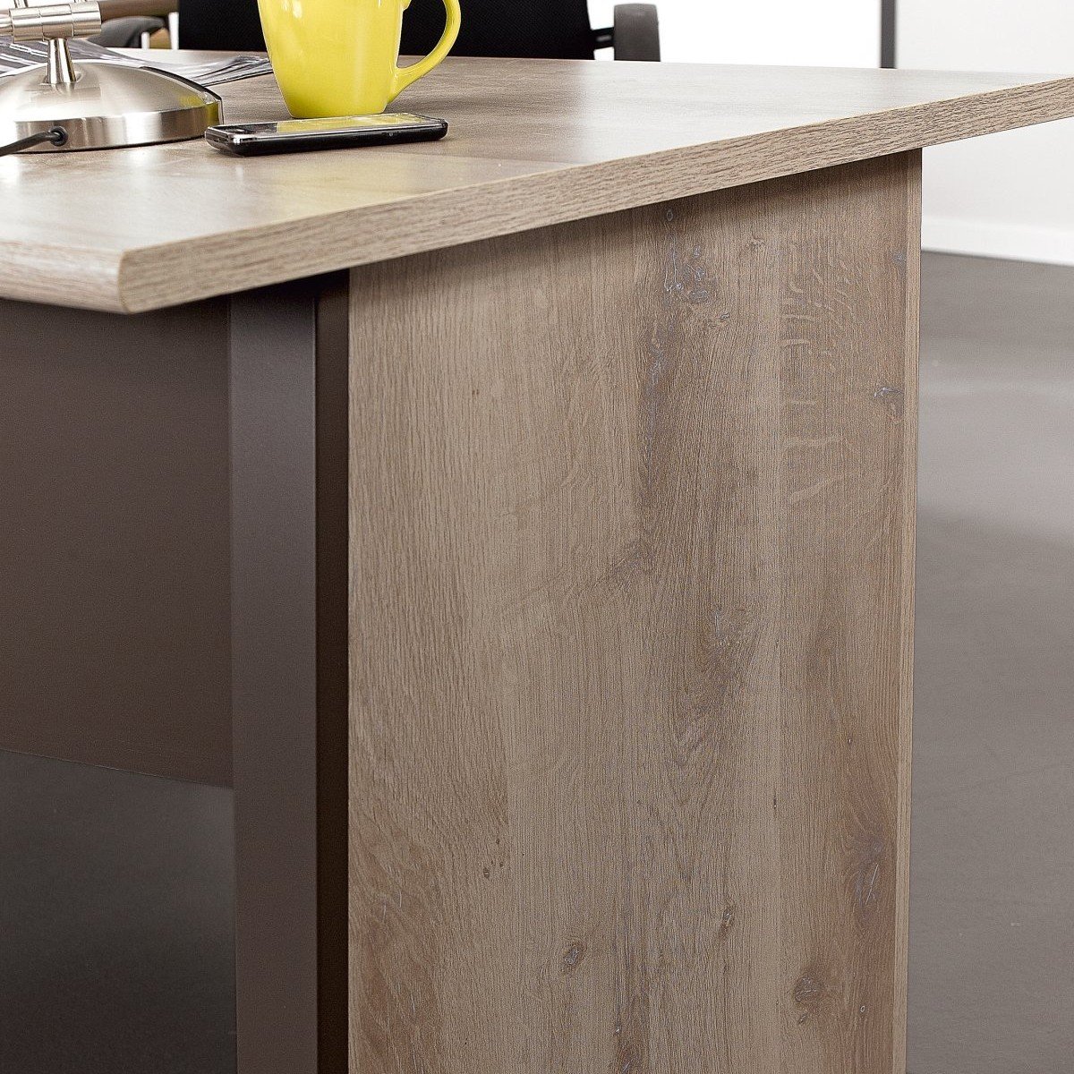 Bureau style industriel avec voile de fond L140 cm - Fabrication Française noir, CALICOSY