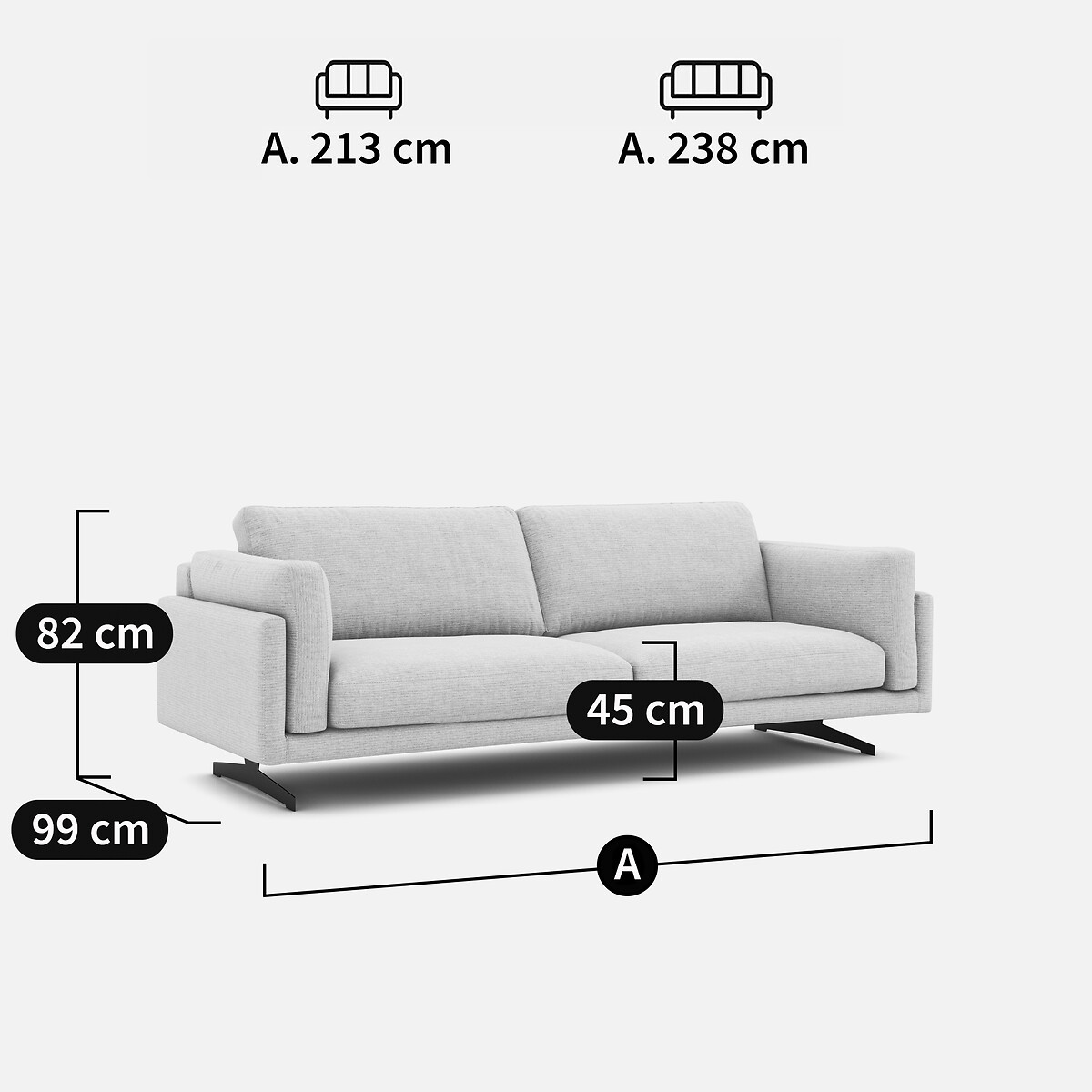 3- of 4-zitsbank, van gerecycled katoen, CÉSAR donkergrijs antraciet, AM.PM