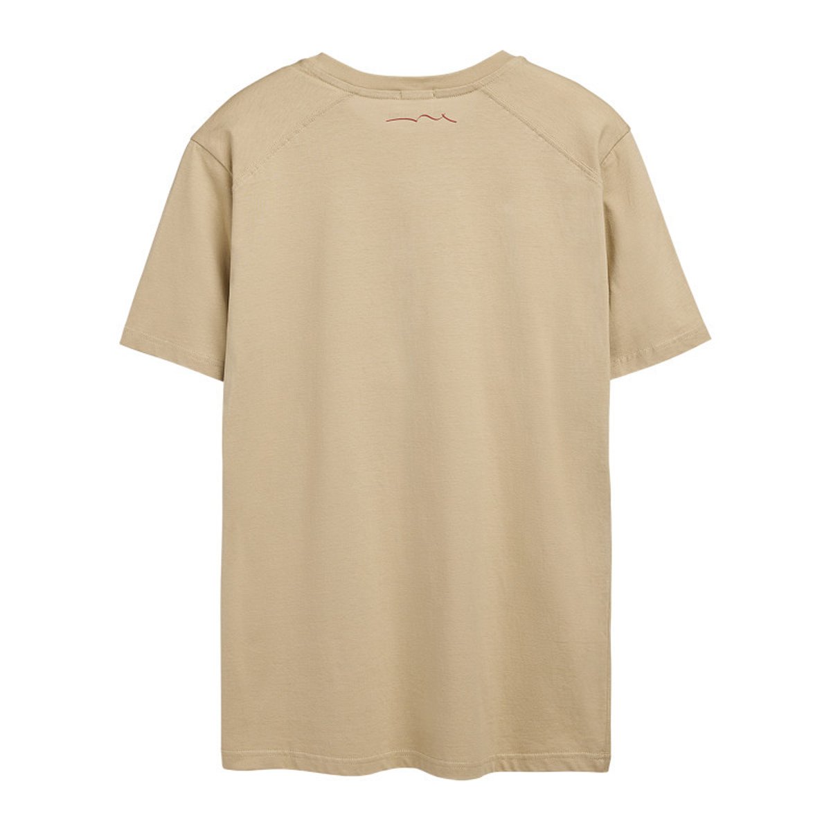 T-shirt en coton beige uni avec le nom de la marque à la poitrine et à col rond beige, TEDDY SMITH