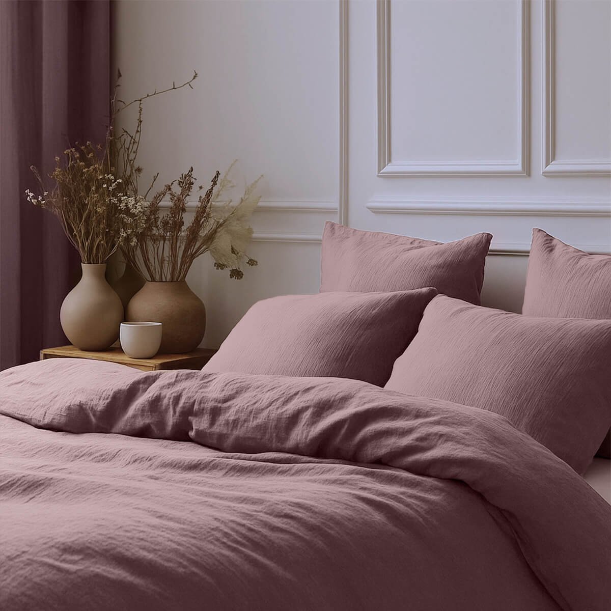 Housse de couette gaze de coton ALMA Made in Europe bois de rose, FEBRONIE