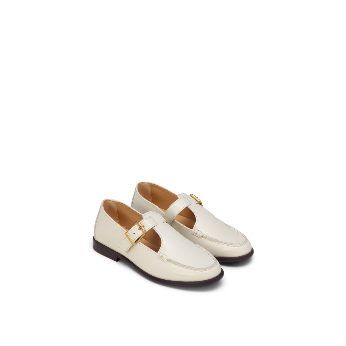 Mary-Jane Loafer Modèle Fiona en cuir de vache brillant beige, MARC O'POLO