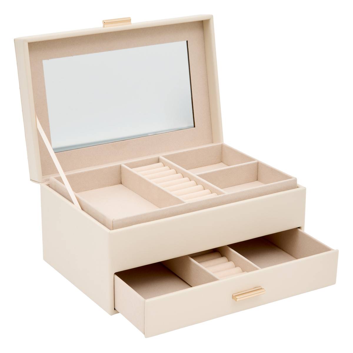Boîte à bijoux rectangulaire avec tiroir NATTY blanc, ATMOSPHERA