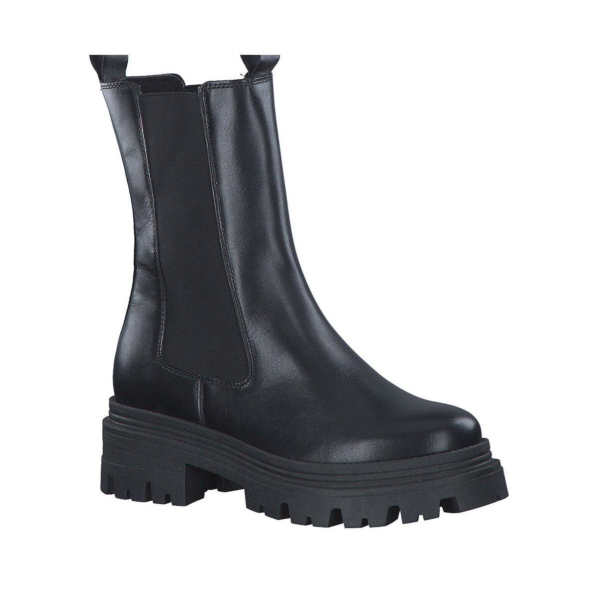 Stivali chelsea alti in pelle nero , TAMARIS