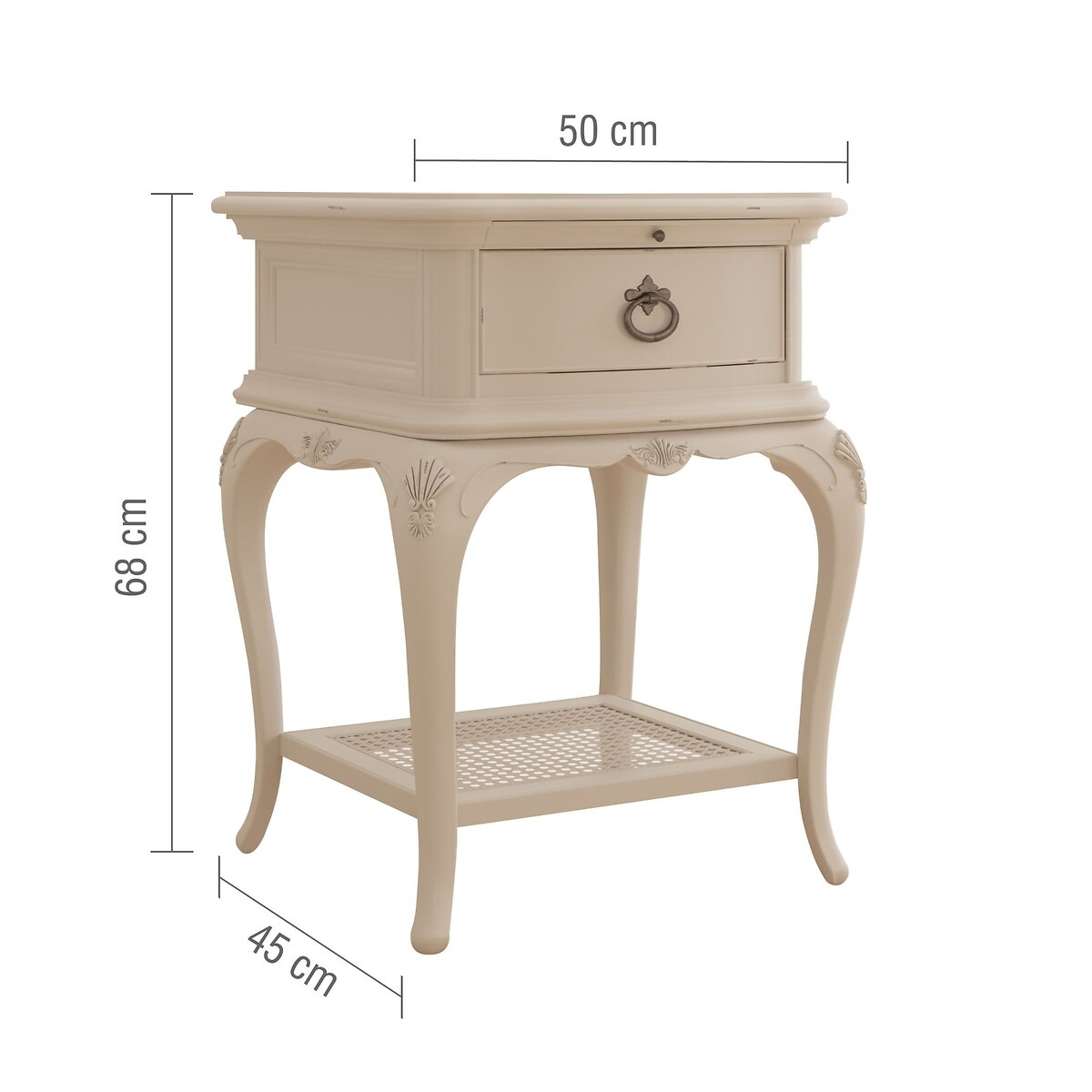 Ivory French-Vintage 1 Drawer Bedside Chest ivory, WILLIS & GAMBIER