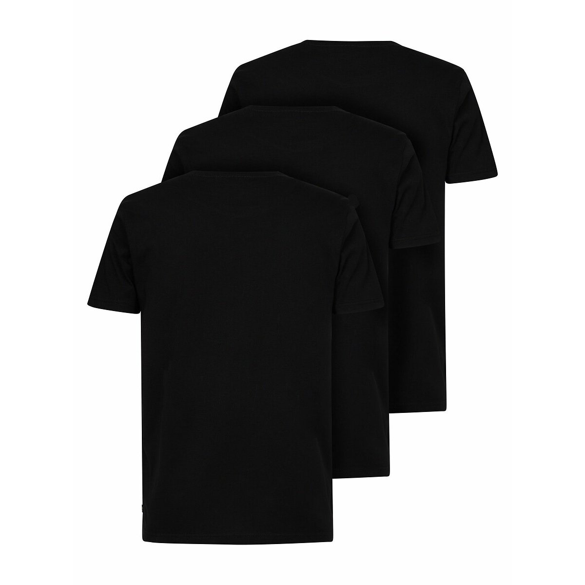 Lot de 3 T-shirts unis col rond noir, PETROL INDUSTRIES