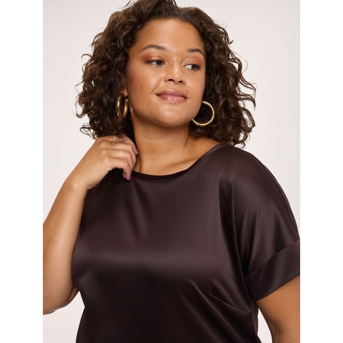 T-shirt bimatière marron, FIORELLA RUBINO