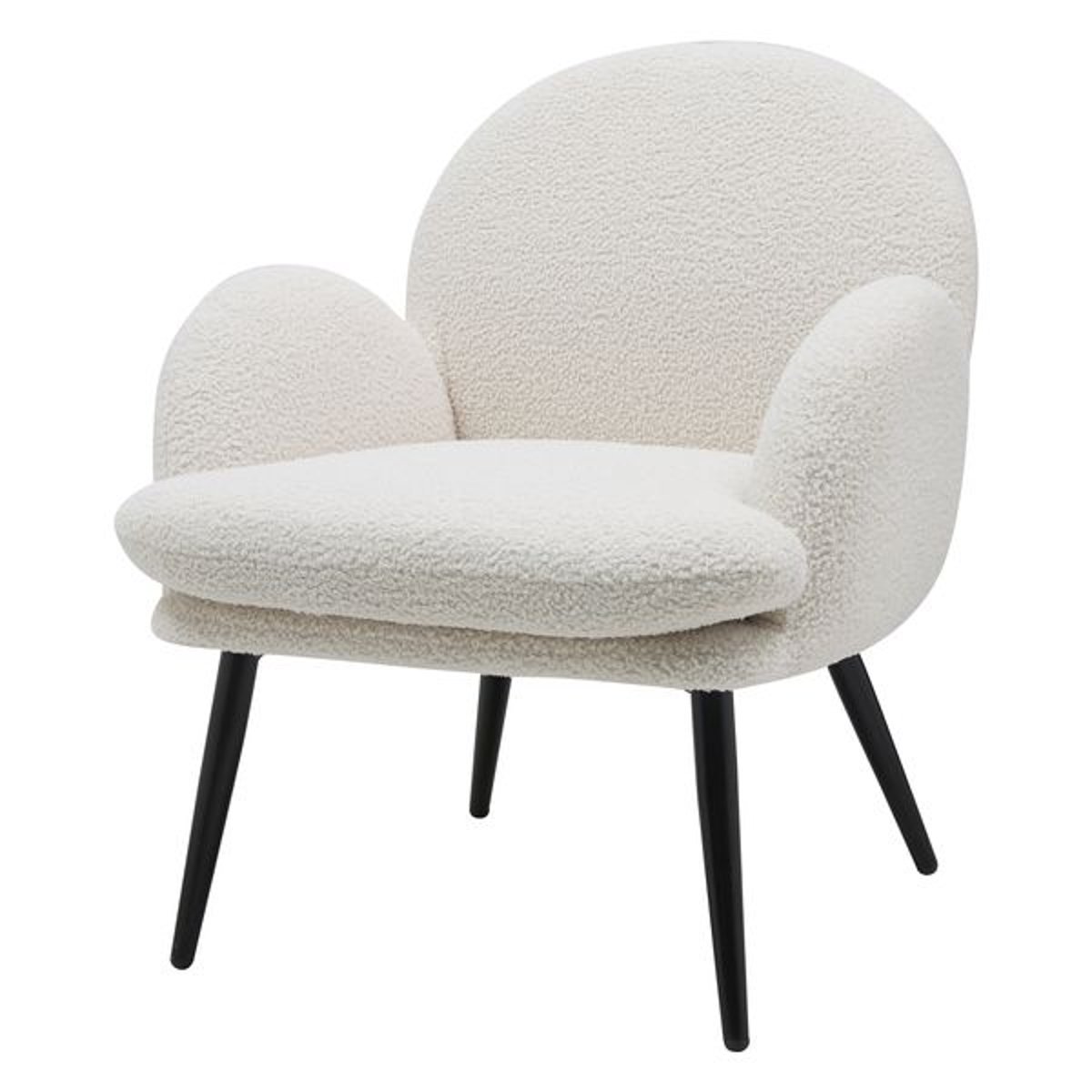 Fauteuil tissu effet laine bouclette blanc, ZAGO