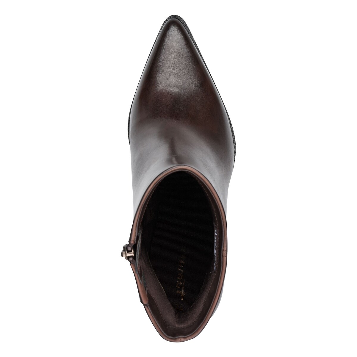 Heeled Pointed Leather Ankle Boots dark brown, TAMARIS