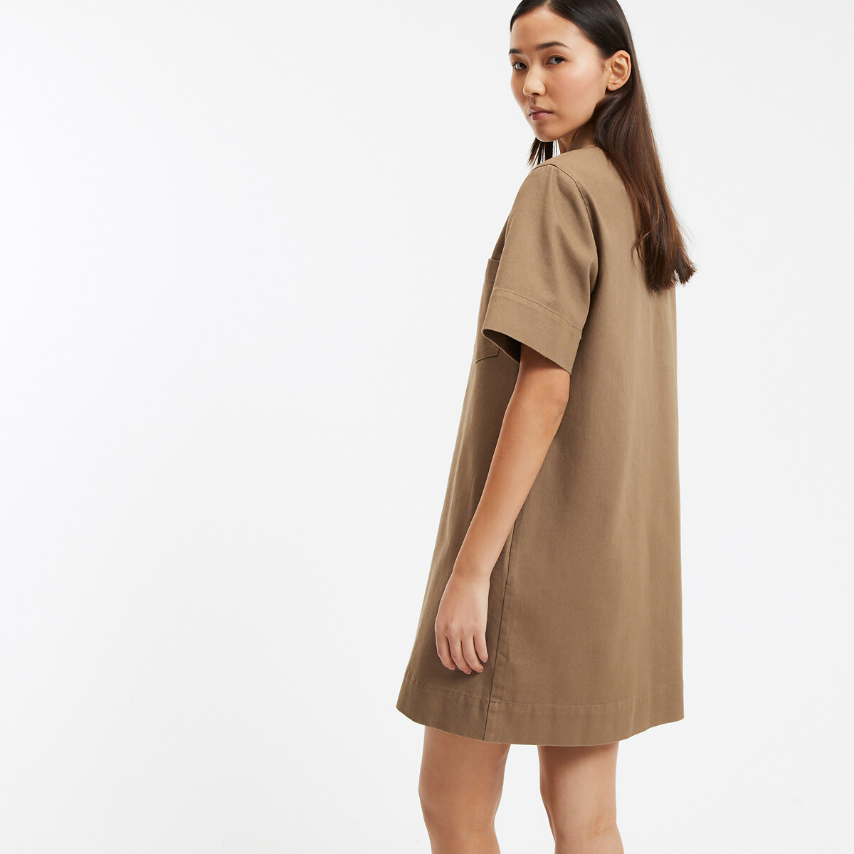 Robe courte en denim marron bronze, LA REDOUTE COLLECTIONS