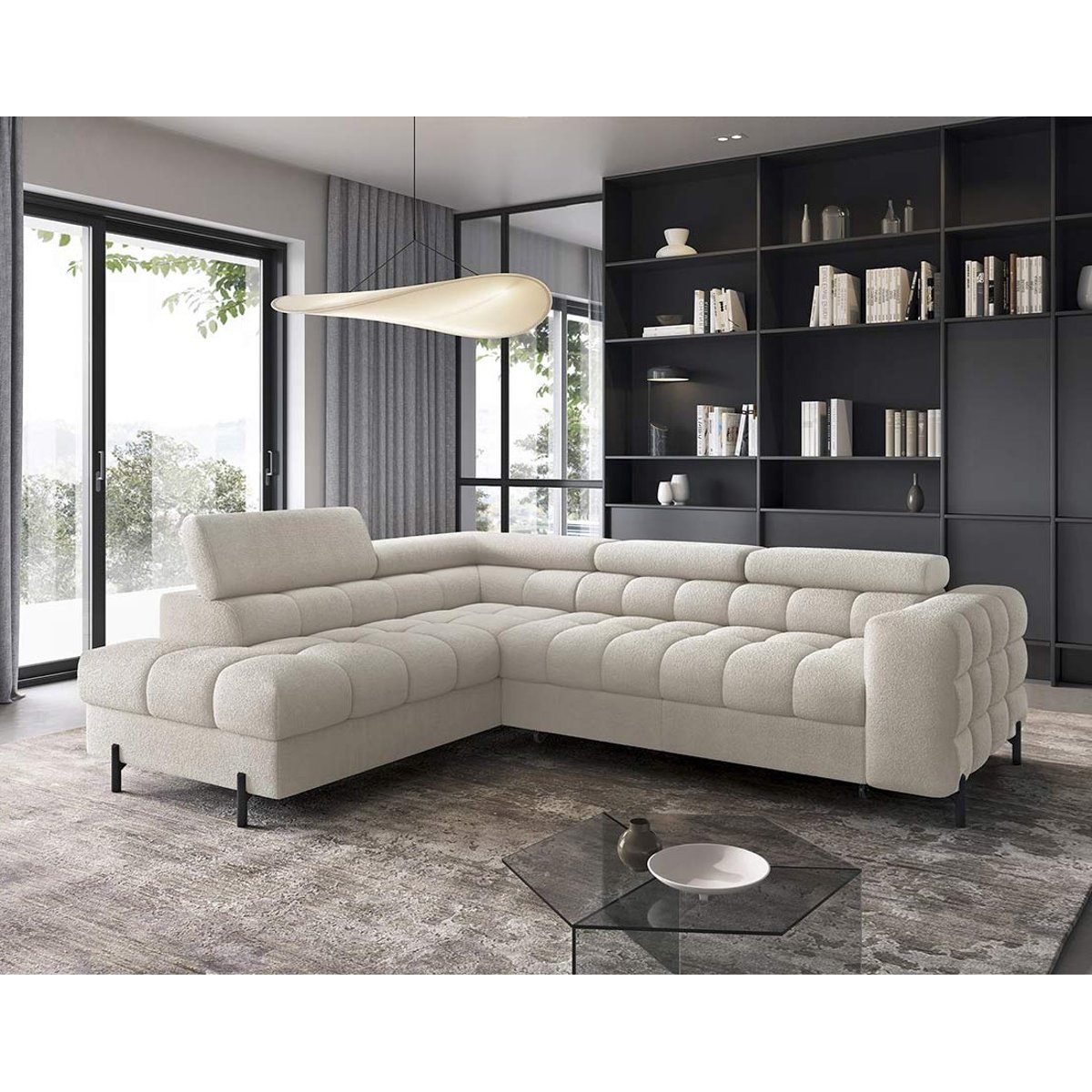 Canapé d'Angle Convertible 5 places - ELISA beige, BEST MOBILIER