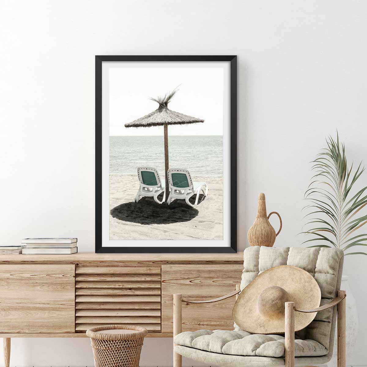 Poster coin d'ombre affiche + cadre en bois - noir, HEXOA
